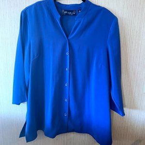 Susan Graver Blue Button Down Blouse‎